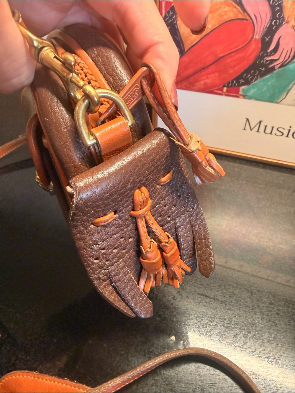 Brown & Tan Leather Crossbody Camera Bag - Picture 9 of 14